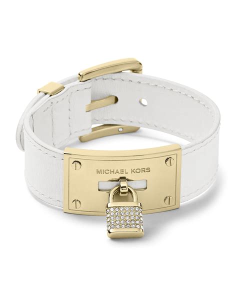 michael kors white leather wrap bracelet|Michael Kors adjustable bracelet.